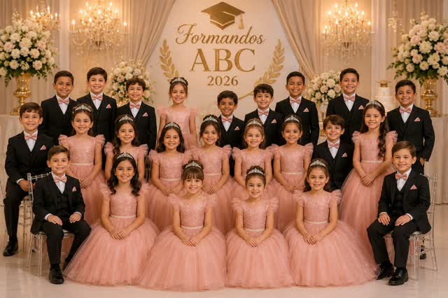 Turma de formatura com trajes