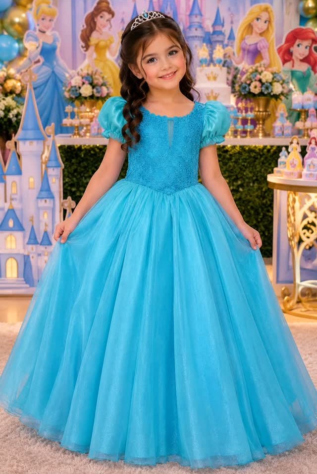 Vestido infantil azul de princesa