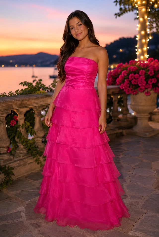 Vestido longo pink tomara que caia