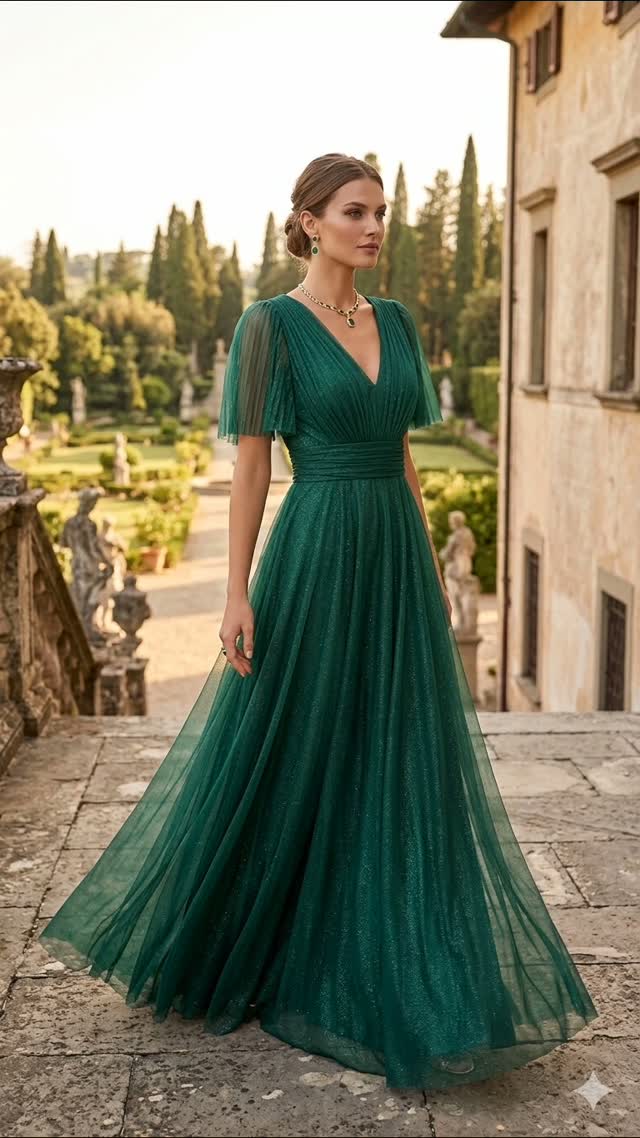 Vestido longo verde esmeralda